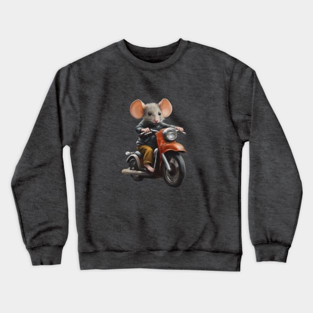 Mouse on Motorcycle Crewneck Sweatshirt by CS77